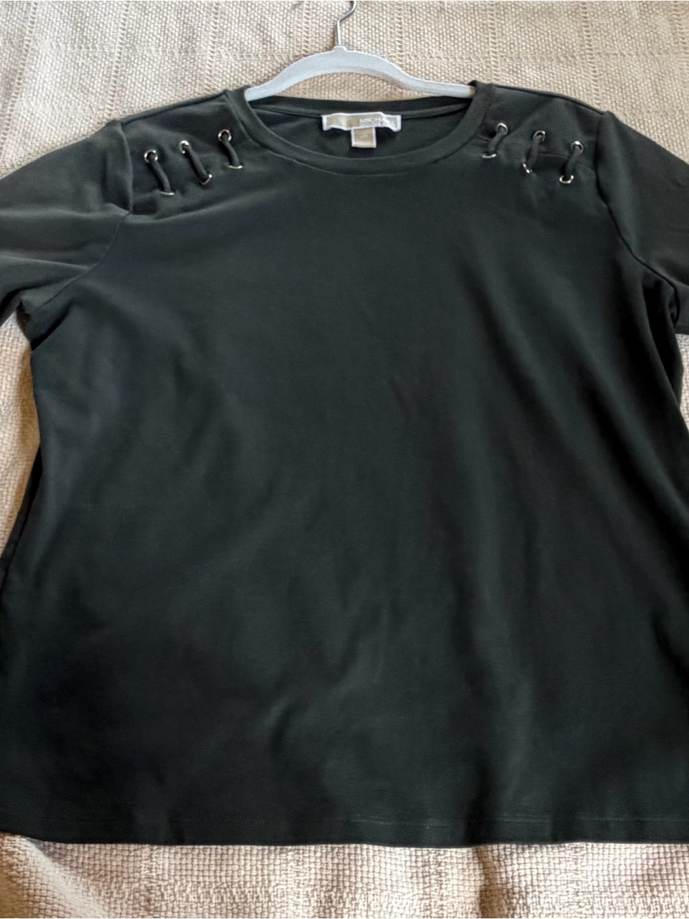 MICHAEL Michael Kors Olive green Lace-Up Shoulder Short Sleeve Tee
